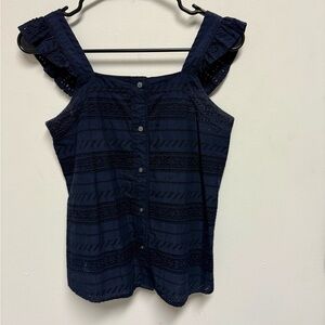 LOFT Navy Buttoned Tank Top